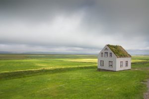 iceland, house, landscape